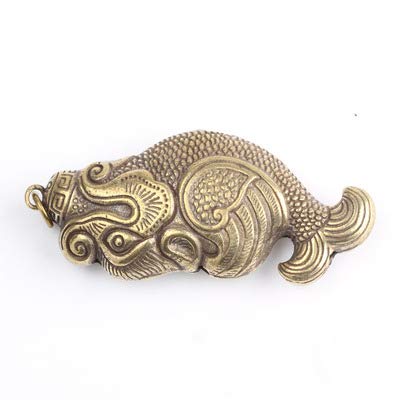 Pendentif Arowana rétro en laiton pur, l'ornement symbolique parfait à offrir à un proche