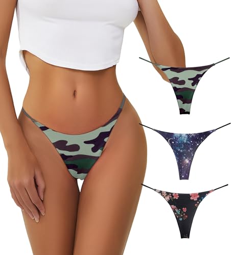 Image of chahoo Sexy Underwear for Women Thong Low Rise G-String Panties 5-Pack Low Waist T Back String Underpants Gift for Women