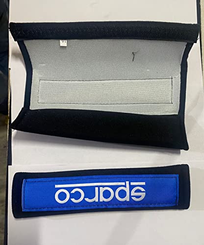 Image of 2pc /Set Black Pe Blue Sparco Shoulder Pad JDM Drifting Sports Sparco Car Seat Belt Shoulder Pads Universal for All Car