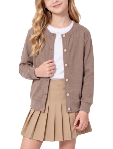 Image of PATPAT Girls Cardigan Sweater Knit Long Sleeve School Plain Tops 4-12Y