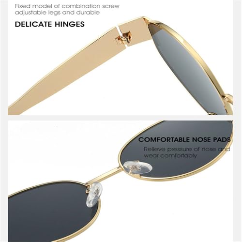 Metal Sunglasses for Men and Women Fashion Sun Glasses Oval Stylish Eyewear Shades UV4003