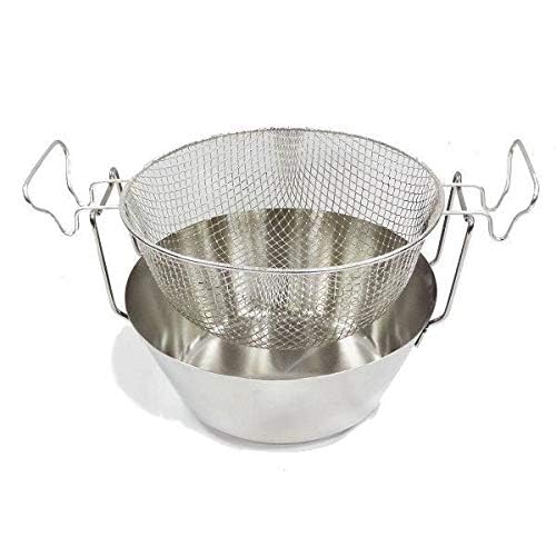 Artame ART23230 – Friteuse inox traditionnelle dite friteuse du Nord fond thermique et panier acier étamé - Ø 30cm, 6,7l