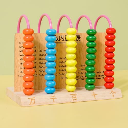 Demanca 木製カウントフレーム教育微細運動能力数学おもちゃカウントおもちゃ木製そろばん子供用 (B)
