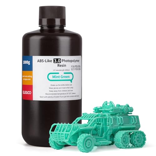 Image of ELEGOO ABS-Like 3.0 3D Printer Resin Mint Green 1000g | High Strength and Toughness, High Precision, Low Viscosity, UV-Curing Photopolymer Resina for MSLA DLP LCD 3D Printers