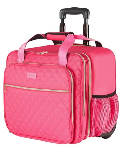 VEVOR Women Rolling Laptop Bag, Briefcase with Wheels Pink Fits Up to 17.3 Inch Laptop
