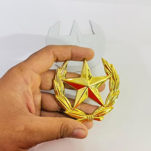 Image of Golden New Cut Star Sticker Emblems for Car & Bike Metal Lo.go and Grill Me.tal Lo.go, Auto Accessories for Car Emblem 3D Badge Auto Racing Sport Sticker Grand Tourer Decal.