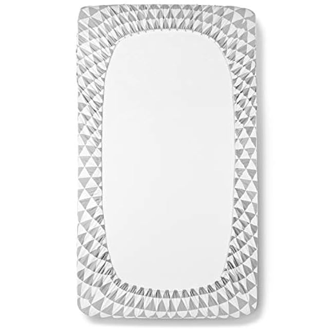 BaeBae Goods Crib Sheets for Baby Boys and Girls, 4 Pack, Soft and Breathable Jersey Knit Fitted Sheet Set, Cute Gender Neutral Nursery Mattress Bedding, Universal Fit (Grey Triangles)