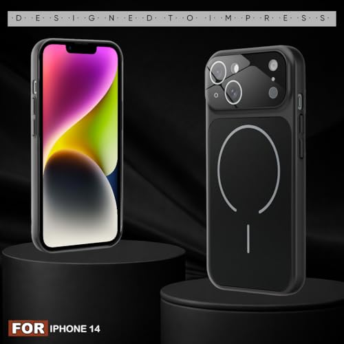 Image of SHINESTAR Premium Luxury Case Compatible with iPhone 14 | Protective Back Cover with Camera Lens Safety | Wireless Charging Support | Slim Fit Durable Design | Enhanced Grip Protection Black