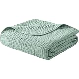 Yoofoss Muslin Blanket 100% Organic Cotton Throw Large 50' x 60' for Bed Couch Summer Gauze Blanket for Adults Lightweight and Breathable Dark Green