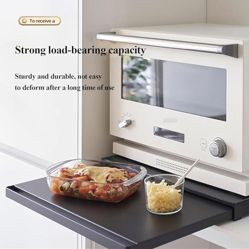 Carbon Steel Kitchen Countertop Pull-Out Organizer, Drawer Push-Pull Shelf for Microwave Oven, Space-Saving Bottom Rack, Kitchen Storage Solution