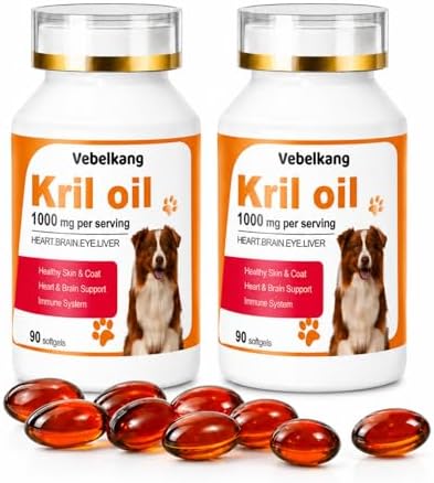 Krill Oil Omega 3 Supplement for Dogs, Allergy & Itch Relief, Ski...
