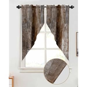 Rustic Brown Swag Curtains for Living Room/Bedroom, Oil Painting Abstract Geometric Swag Kitchen Curtain Valances for Windows, Brown Grey Tier Topper Scalloped Curtain 2 Panels, 72" W x 45" L Rustic Brown Swag Curtains for Living RoomBedroom Oil Painting Abstract Geometric Swag Kitchen Curtain Valances for Windows Brown Grey Tier Topper Scalloped Curtain 2 Panels 72 W x 45 L