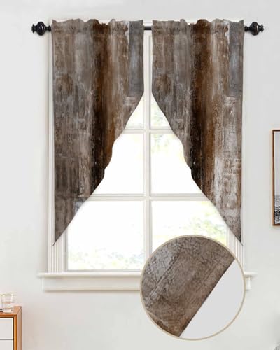 Rustic-Brown-Swag-Curtains-for-Living-RoomBedroom-Oil-Painting-Abstract-Geometric-Swag-Kitchen-Curtain-Valances-for-Windows-Brown-Grey-Tier-Topper-Scalloped-Curtain-2-Panels-72-W-x-45-L Rustic Brown Swag Curtains for Living RoomBedroom Oil Painting Abstract Geometric Swag Kitchen Curtain Valances for Windows Brown Grey Tier Topper Scalloped Curtain 2 Panels 72 W x 45 L