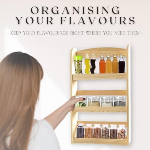 Wooden 3 Tier Spice Rack Holds upto 15 Jars