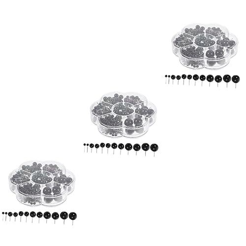 SHINEOFI 3 Series Pegatina De Ojos De Muñeca Negros De Ganchillo De Seguridad De Cierre Amplio Globo Ocular Juguete Suave Cabujones Falsos Protector De Peluche Kit 160 piezas*3