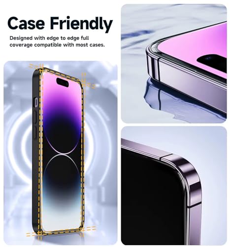Image of amazon basics [Auto Align Quick Fix Tempered Glass Screen Protector for iPhone 17 Pro Full Screen Coverage Edge to Edge 9H HD Glass with Easy Installation Kit. Clear