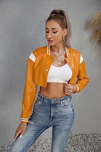 Women Leather Jackets-Faux Motorcycle Cropped Moto Biker Coat Short Lightweight PU Leather Bomber Jacket Women3