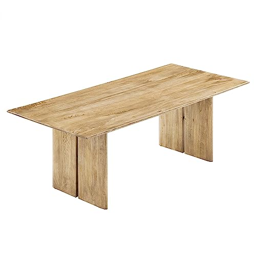 Image of Modway Amistad 86 inch Solid Wood Modern Farmhouse Rectangular Dining Table in Oak