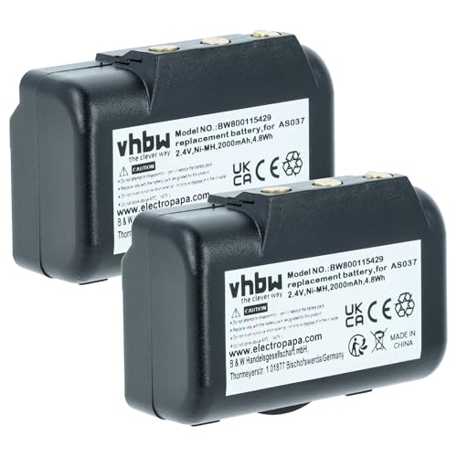 vhbw 2X Batterie Compatible avec IMET I060-AS037, M550S Wave L, BE5000 opérateur télécommande Industrielle (2000mAh, 2,4V, NiMH)