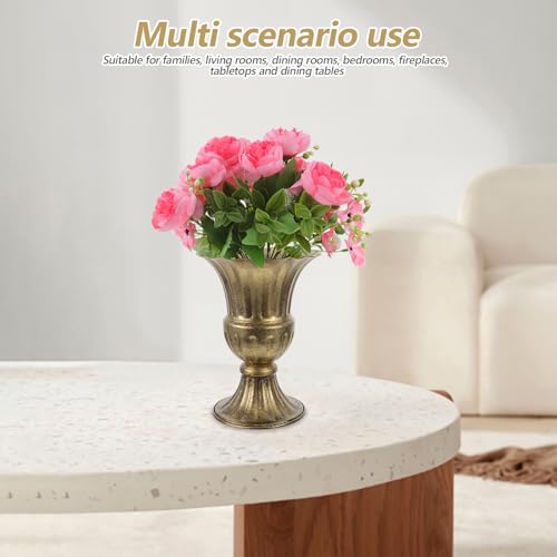 Pot de fleurs rustique intérieur et extérieur, jardinière vintage dorée