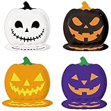 40Pcs Halloween Paper Plates Disposable Pumpkin Shape Dinner Plates 7 Inch - Cute Grimace Decor for Halloween Party Supplies