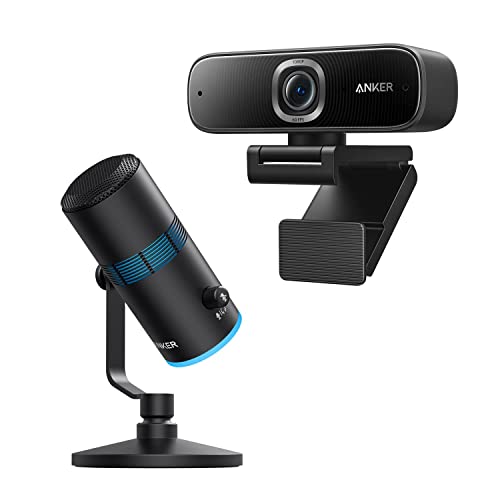 Anker PowerConf C300 Smart Full HD Webcam with Anker PowerCast M300 USB Microphone