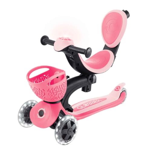GLOBBER GO-UP Baby Lights 360&deg; - Tretroller, Dreirad und Laufrad f&uuml;r Kinder - h&ouml;henverstellbares Kinderfahrzeug - 3r&auml;drig bis 9 Jahre - Bunte LED-Leuchtrollen - pink-pastellrosa