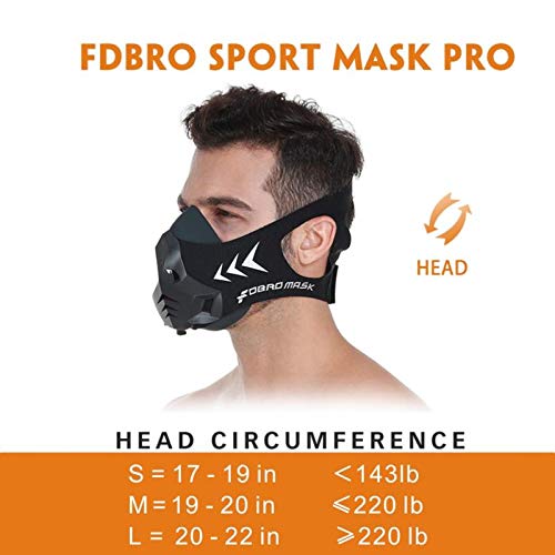 FDBRO Sports Mask 12 Breathing Levels Pro Workout Mask for Fitness,Running,Resistance,Cardio,Endurance Mask for Fitness Sport Mask (Black, M)
