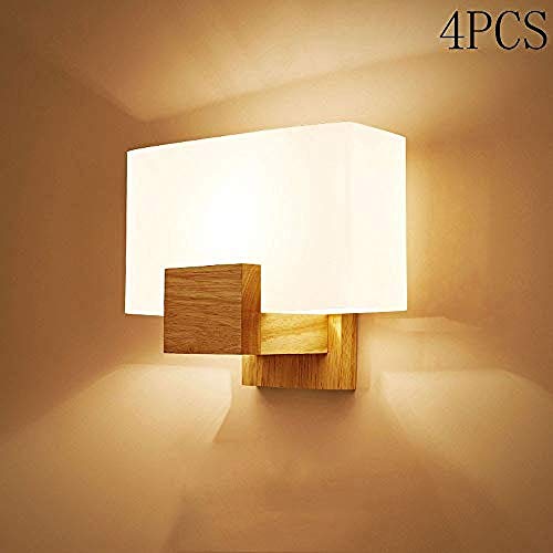 Victoria Applique murale en bois Applique murale Creative Moderne Minimaliste Nordic Aisle Applique Applique Style Japonais Salon Balcon Chambre Lit Lit Lampe de table en verre mat