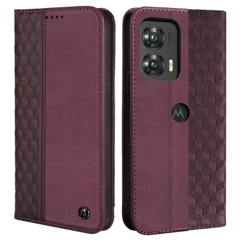 Image of Wallet Case for Motorola Moto G Stylus 5G 2024 6.7 inch - PU Leather Flip Cover with Card Holder Slots, Strong Magnetic Folio Phone Case, Wine red