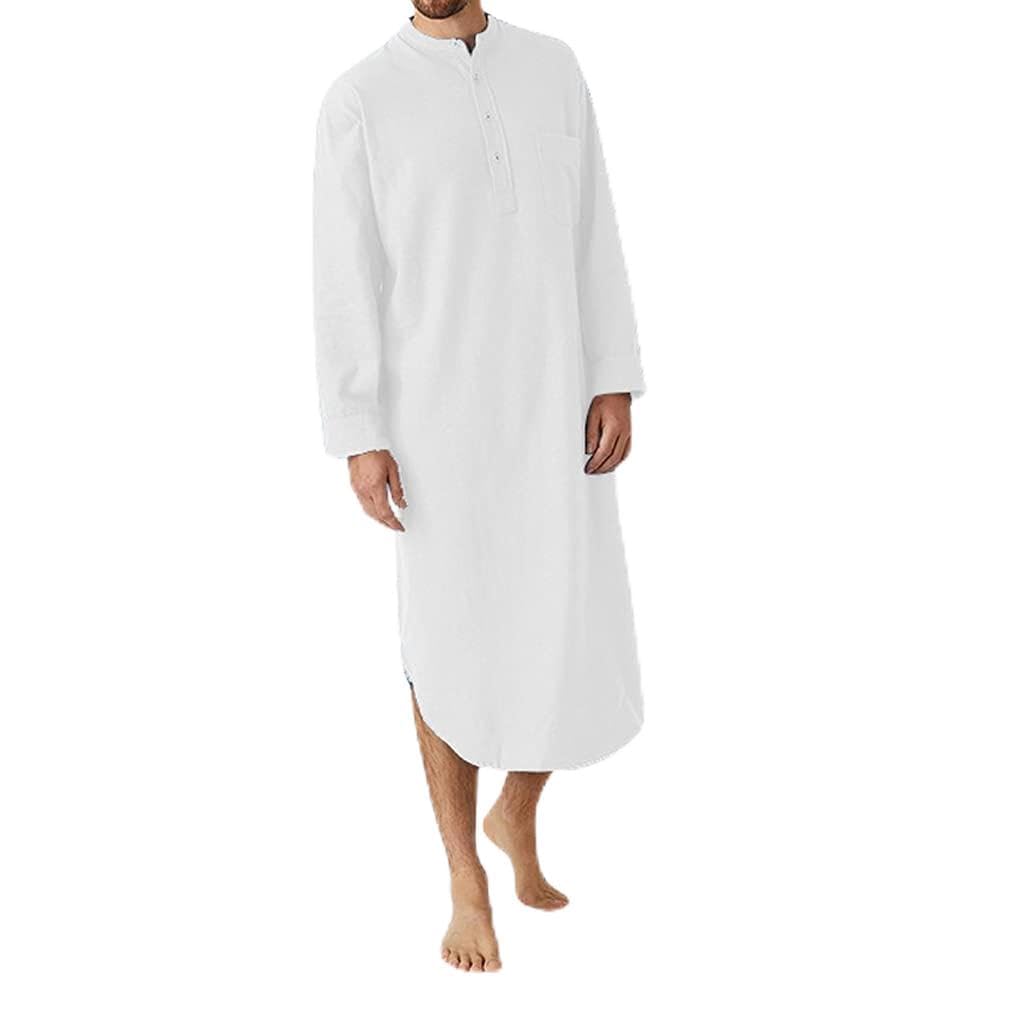 Camisón De Dormir para Hombre, Camisones De Manga Larga, CóModo, Grande Y Alto, con Cuello En V, Pijama Suave Y Suelto para El Hogar, Hospital, Loungewear