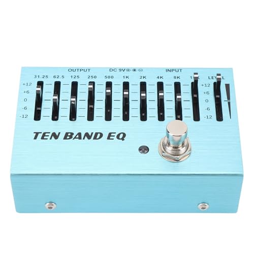 LiebeWH Ecualizador de 10 Bandas para Guitarra, Pedal de Efectos para bajo, True Bypass, Cuerpo de...