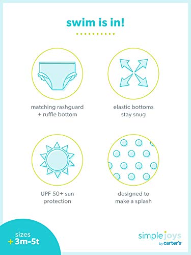 Simple Joys by Carter's 2-Piece Assorted Rashguard Sets Juego de Protectores de erupción, Azul Marino Sirena/Rosa Rayas, 12 Meses para Bebés
