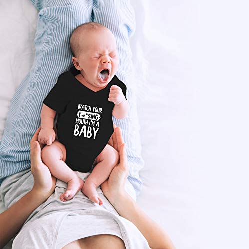 CBTwear Watch Your Mouth, I'm A Baby - Baby Clothes - Funny Newborn Bodysuit Outfits for Boys and Girls2