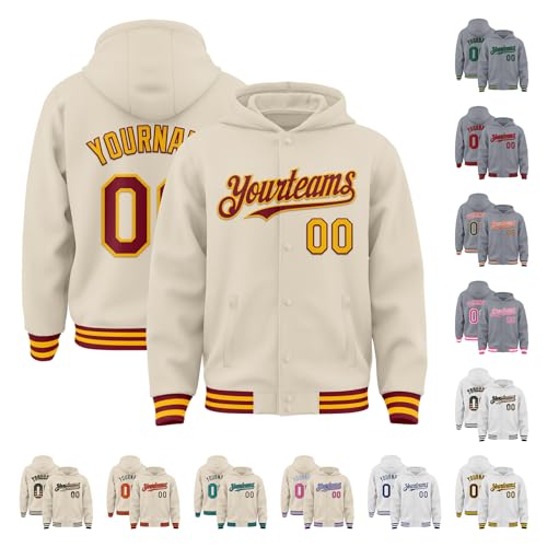 Custom Varsity Baseball Hoodie Jacket Cotton Blend Leather Sleeve Letterman Bomber Jacket Stitched Letters Logo S-5XL