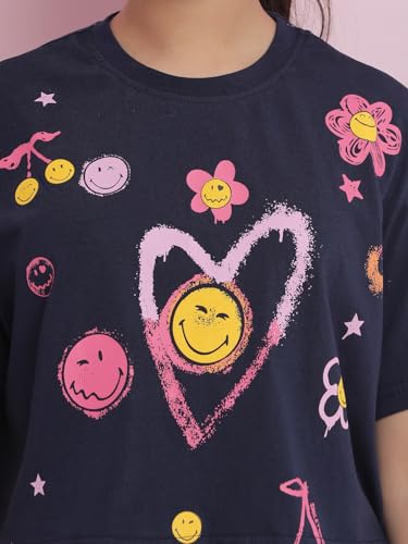 Image of Li'l Tomatoes Girls Crop T-Shirt | 100% Cotton | Graphic Printed Summer Top | Soft & Breathable Casual Wear | 7-16 Years