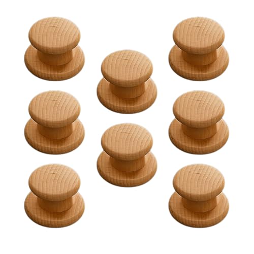Image of 8 Piece Steam Beech Wood Drawer Knob 1.5 Inch| Premium Wooden Cabinet Door Handle | Round Furniture Knobs for Drawers, Wardrobes & Cupboards | Natural Finish Pull Handle for Home & Kitchen