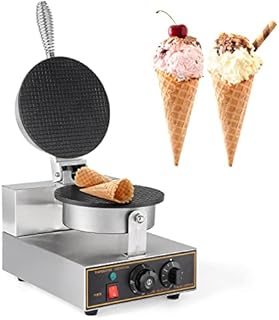 Dyna-Living Commercial Ice Cream Cone Machine Waffle Cone Maker 110V Electric Stainless Steel Egg Roll Mold Nonstick Waffle Cone and Bowl Maker for Home Restaurant Use 1250W