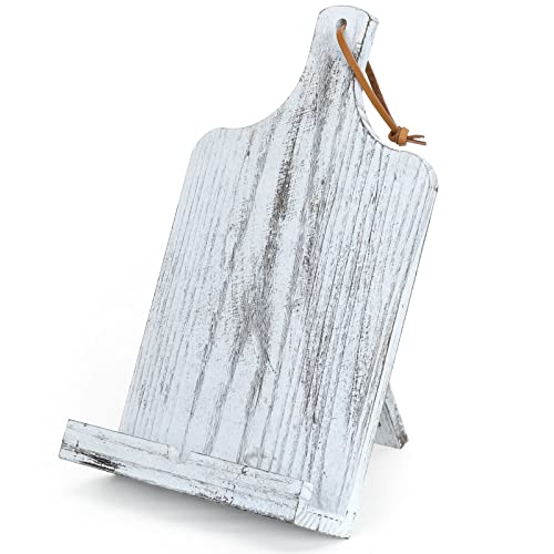 Cuffup Cookbook Stand Cookbook Holder, Rustic Recipe Book Holder Vintage Wood Cookbook Stand For Kitchen Counter Ipad Tablet Stand Portable And Foldable(Whitewashed) #TOP16