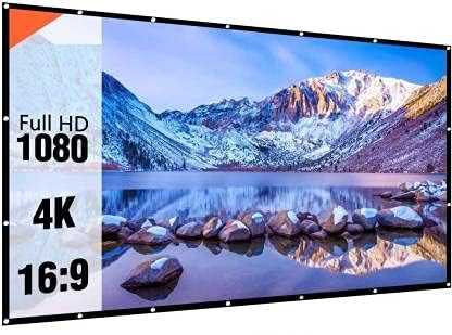 Image of 16:9 Aspect Ratio, 72 Inches Diagonal, 63X35 Inches, 1.2 Gain, Black Coated from Back Side, Supports UHD-3D-4K-8K Technology Universal Eyelets Type Foldable Anti Crease Projector Screen