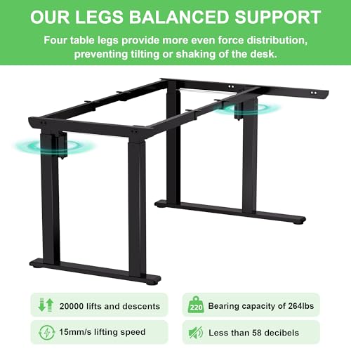 Image of X-Win 63 Inches L-Shaped Electric Standing Desk, Dual Motor Height Adjustable Stand Up Corner Desk, Sit to Stand Workstation, Carbon Fiber Top
