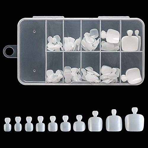 Geisofu 100PCS Toe Nail Tips, Acrylic False Fake Toe Nail Tips for Manicure Nails Art Salons & Home DIY (Clear-1)