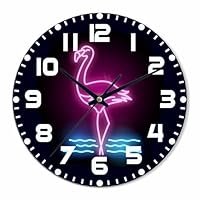 NOMEDOGYIM Neon Flamingo Wall Clock Battery Operated Glowing Pink Flamingo Wall Clock Silent Non 2