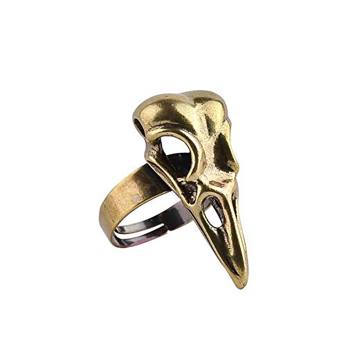 Vintage Adjustable Raven Crow Animal Skull Ring