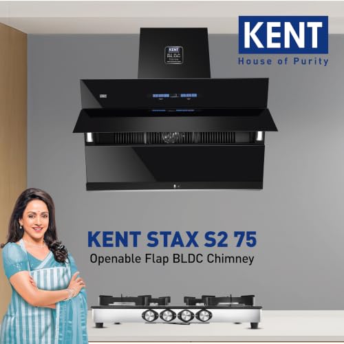 Image of KENT Stax S2 75 cm Inclined Openable Flap Design Kitchen Chimney | BLDC Motor | Powerful Suction 1800m /hr | Gesture & Touch Control | Auto Clean | LED Light | 5 Yrs Motor+2 Yrs Comprehensive Warranty