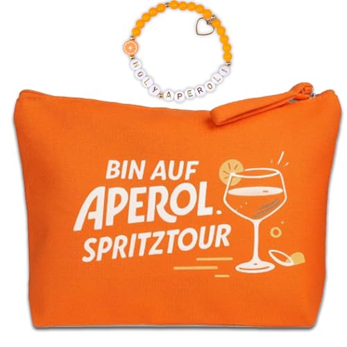 RUHSNJK Aperol Spritz Gift Set for Women Aperol Spritz Merchandise with Orange Zipper Pouch and Beaded Bracelet Aperol Spritz Gift for Summer Parties Picnics Holidays and Cocktail Lovers
