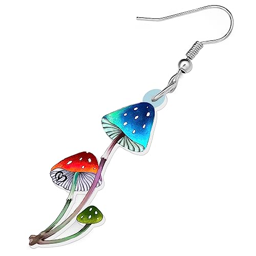 BONSNY Sweet Floral Acrylic Dangle Mushroom Earrings for Women Jewelry Gifts Novelty Funny Charms4