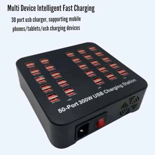 Image of Smart 50 Ports USB Hub Charging Station Power Outlet Multi Port Speed Dock Charger Suitable for Hotels, Shops, Schools, Shopping Mall and Travel - Black (50 USB Port)