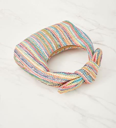 Image of Huralona Women Straw Woven Clutch Purse Pleated Handbag for Summer Beach Vacation Straw Shoulder Crossbody Bag