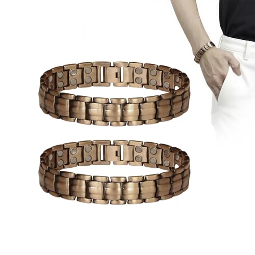 Pulsera Magnética, 2 Piezas Pulsera De Cobre Puro Hombre, Pulseras De Cobre...